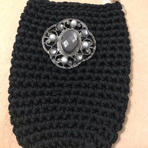Woman’s Crochet Evening Bag, with Broch